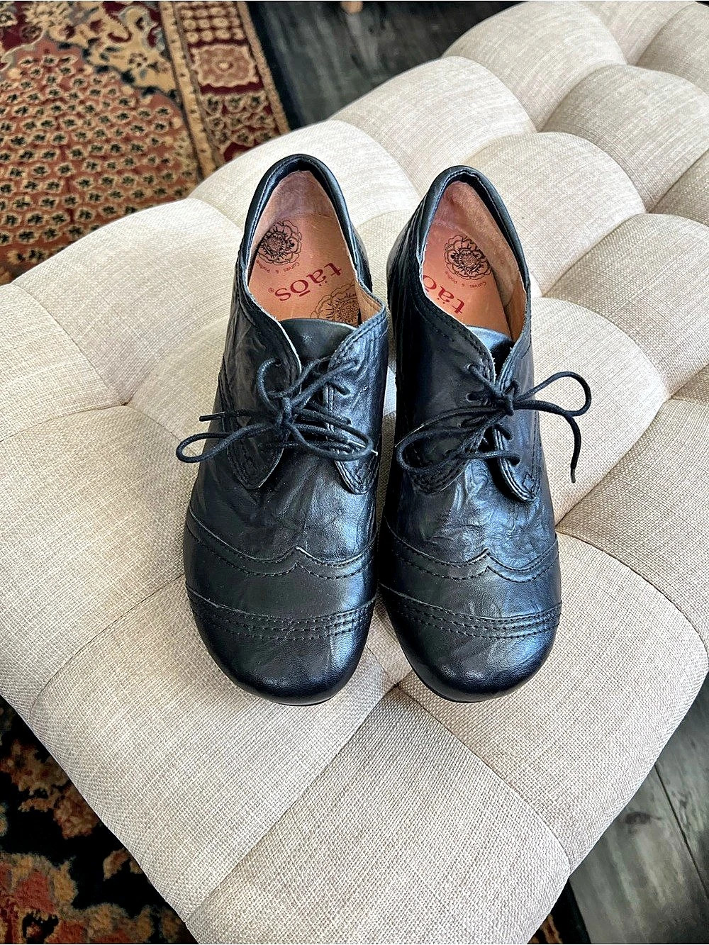 Taos J12-12895A Leather Oxford Heels Black US 9